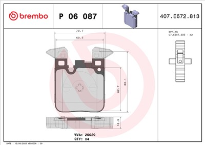 BREMBO P 06 087X Číslo výrobce: 25029. EAN: 8020584068656.