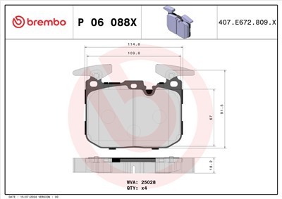 BREMBO P 06 088X Číslo výrobce: 25028. EAN: 8020584068663.