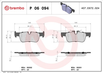 BREMBO P 06 094 Číslo výrobce: 25331. EAN: 8020584084090.