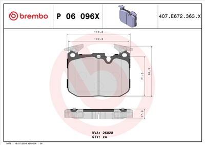 BREMBO P 06 096X Číslo výrobce: 25028. EAN: 8020584068670.