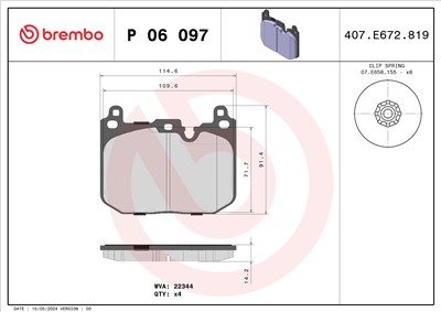 BREMBO P 06 097 Číslo výrobce: 22344. EAN: 8020584086933.