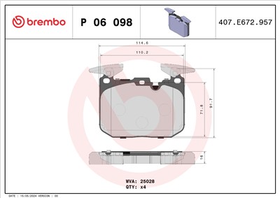 BREMBO P 06 098 Číslo výrobce: 25028. EAN: 8020584086995.