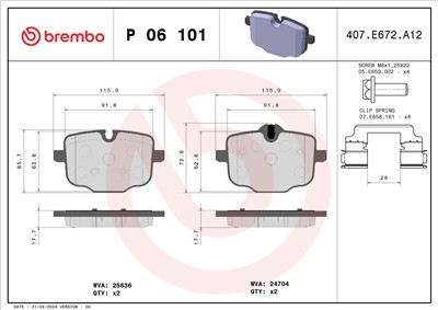 BREMBO P 06 101 Číslo výrobce: 24704. EAN: 8020584087299.