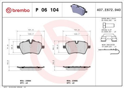 BREMBO P 06 104 Číslo výrobce: 23985. EAN: 8020584087329.