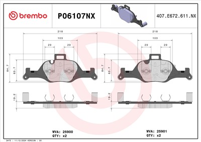 BREMBO P06107NX Číslo výrobce: 25900. EAN: 8020584130810.
