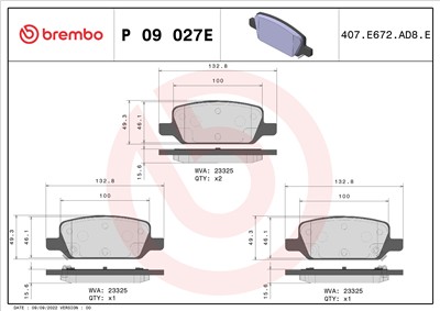 BREMBO P 09 027E Číslo výrobce: 26277. EAN: 8020584122778.