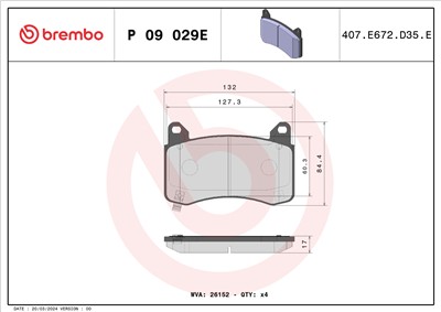 BREMBO P 09 029E Číslo výrobce: 26152. EAN: 8020584123454.
