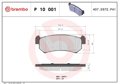 BREMBO P 10 001 Číslo výrobce: 24071. EAN: 8020584059388.