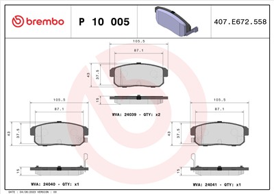 BREMBO P 10 005 Číslo výrobce: 24040. EAN: 8020584060049.