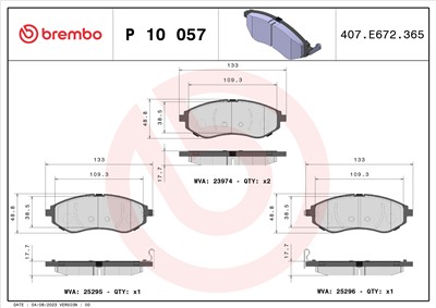 BREMBO P 10 057 Číslo výrobce: 23974. EAN: 8020584110812.