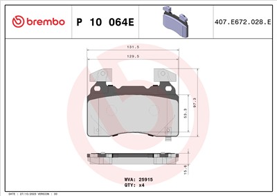 BREMBO P 10 064E Číslo výrobce: 25915. EAN: 8020584123485.