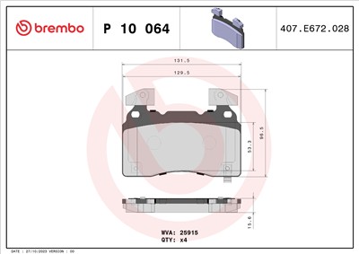 BREMBO P 10 064 Číslo výrobce: 25915. EAN: 8020584069844.