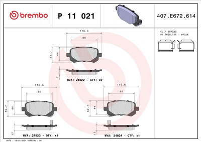 BREMBO P 11 021 Číslo výrobce: 24822. EAN: 8020584090428.