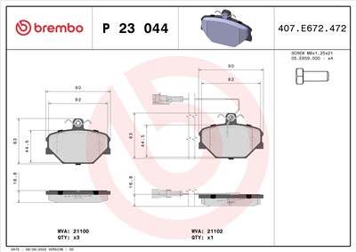 BREMBO P 23 044 Číslo výrobce: 21105. EAN: 8020584051146.