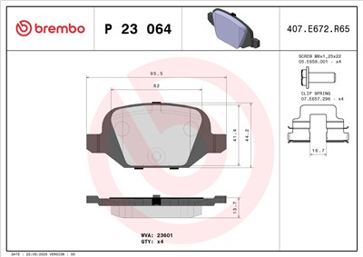 BREMBO P 23 064 Číslo výrobce: 23601. EAN: 8020584051344.