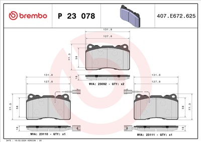 BREMBO P 23 078 Číslo výrobce: 23110. EAN: 8020584051481.