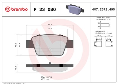 BREMBO P 23 080 Číslo výrobce: 23714. EAN: 8020584051504.
