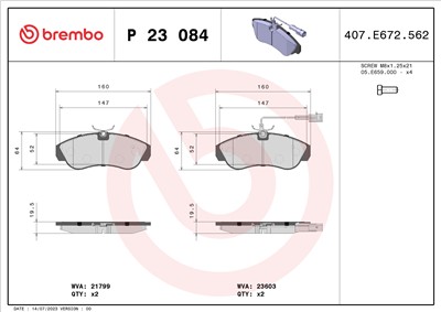 BREMBO P 23 084 Číslo výrobce: 21799. EAN: 8020584051542.