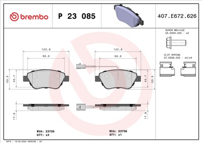 BREMBO P 23 085 Číslo výrobce: 23705. EAN: 8020584051559.