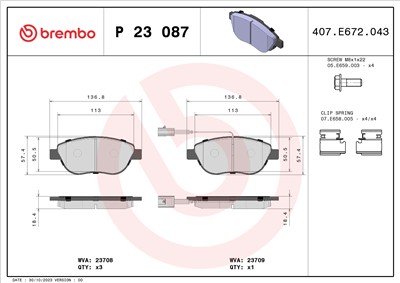 BREMBO P 23 087 Číslo výrobce: 23708. EAN: 8020584051573.
