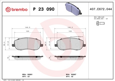 BREMBO P 23 090 Číslo výrobce: 20261. EAN: 8020584051603.