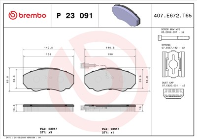 BREMBO P 23 091 Číslo výrobce: 23917. EAN: 8020584051610.