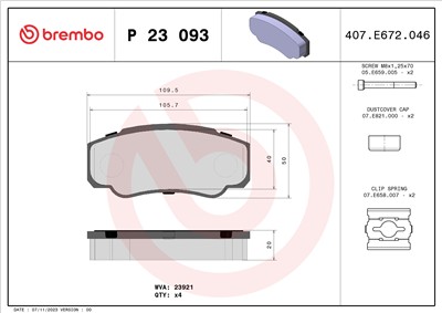 BREMBO P 23 093 Číslo výrobce: 23921. EAN: 8020584051634.