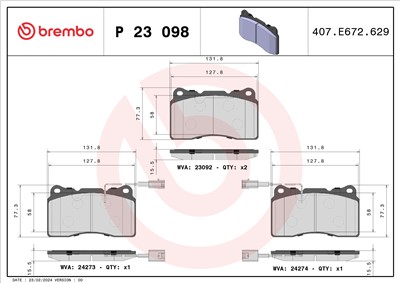 BREMBO P 23 098 Číslo výrobce: 23092. EAN: 8020584051689.