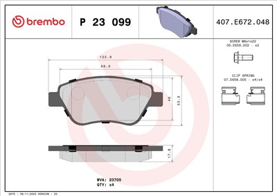 BREMBO P 23 099 Číslo výrobce: 23705. EAN: 8020584051696.