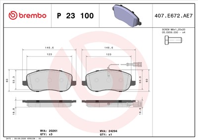 BREMBO P 23 100 Číslo výrobce: 20261. EAN: 8020584051702.