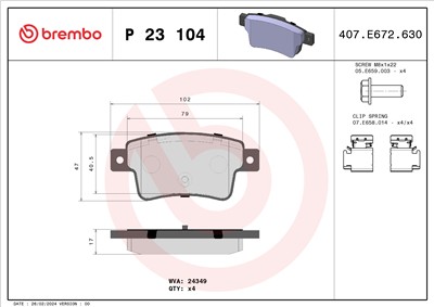 BREMBO P 23 104 Číslo výrobce: 24349. EAN: 8020584059401.