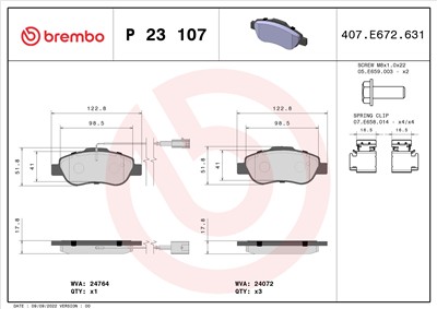 BREMBO P 23 107 Číslo výrobce: 24072. EAN: 8020584059432.