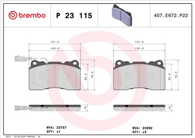 BREMBO P 23 115 Číslo výrobce: 23757. EAN: 8020584060285.