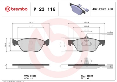 BREMBO P 23 116 Číslo výrobce: 23222. EAN: 8020584060292.