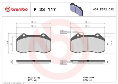 BREMBO P 23 117 Číslo výrobce: 24687. EAN: 8020584060308.