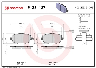 BREMBO P 23 127 Číslo výrobce: 24515. EAN: 8020584060407.