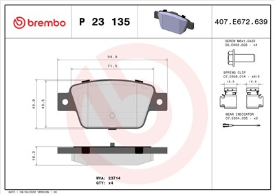 BREMBO P 23 135 Číslo výrobce: 23714. EAN: 8020584102961.