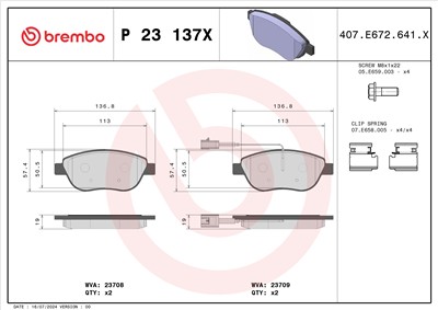 BREMBO P 23 137X Číslo výrobce: 23708. EAN: 8020584114940.