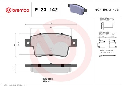 BREMBO P 23 142 Číslo výrobce: 25451. EAN: 8020584108819.