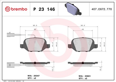 BREMBO P 23 146 Číslo výrobce: 23601. EAN: 8020584108987.