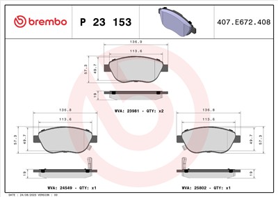 BREMBO P 23 153 Číslo výrobce: 23981. EAN: 8020584109922.
