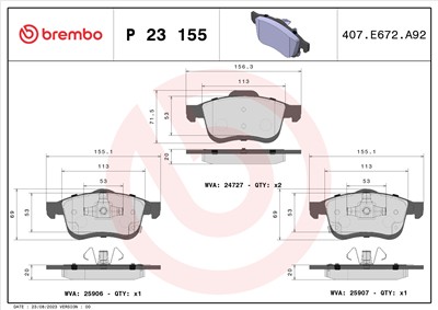 BREMBO P 23 155 Číslo výrobce: 25906. EAN: 8020584112175.