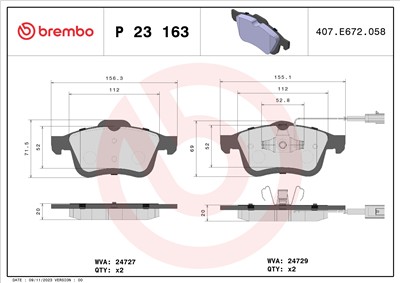 BREMBO P 23 163 Číslo výrobce: 24727. EAN: 8020584080856.