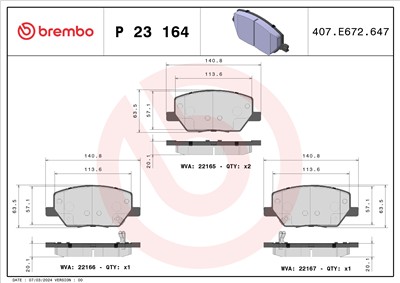 BREMBO P 23 164 Číslo výrobce: 22165. EAN: 8020584081006.
