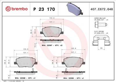 BREMBO P 23 170 Číslo výrobce: 22397. EAN: 8020584084373.