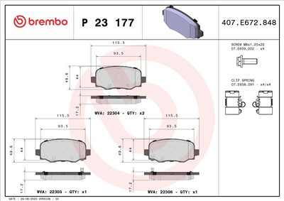 BREMBO P 23 177 Číslo výrobce: 22305. EAN: 8020584084663.