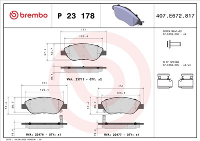 BREMBO P 23 178 Číslo výrobce: 22477. EAN: 8020584084687.