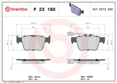 BREMBO P 23 180 Číslo výrobce: 22605. EAN: 8020584087053.