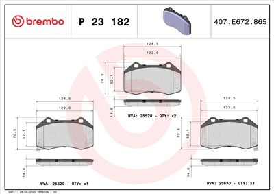 BREMBO P 23 182 Číslo výrobce: 25629. EAN: 8020584087244.