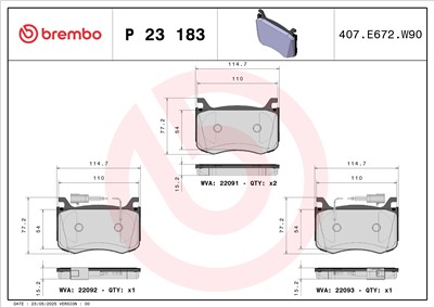 BREMBO P 23 183 Číslo výrobce: 22091. EAN: 8020584087367.